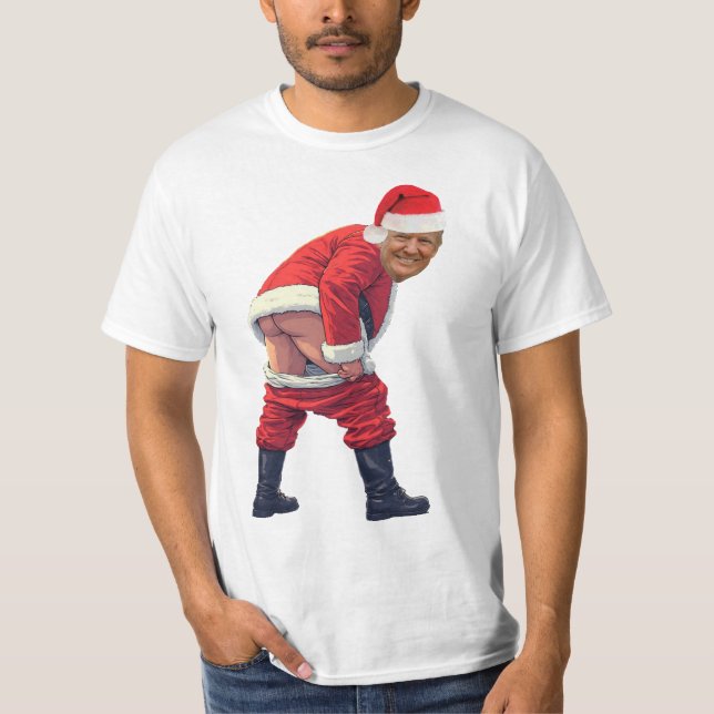 Camiseta Santa Trump Build The Wall  Funny political  (Frente)