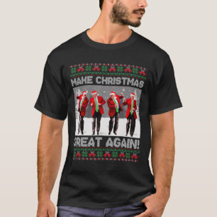 Camiseta Santa Trump Dança Faça O Natal Grande Novamente Fe