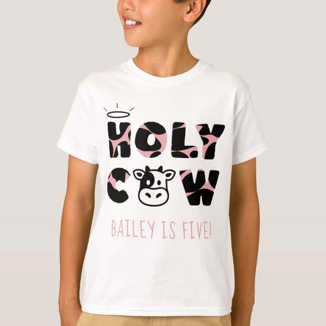 Camiseta Santa Vaca Impressão, Nome de Aniversário e Idade  (Frente)