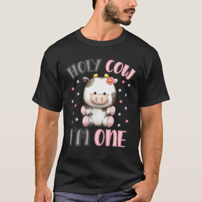 Camiseta Santa vaca, sou um primeiro aniversario de animais (Frente)