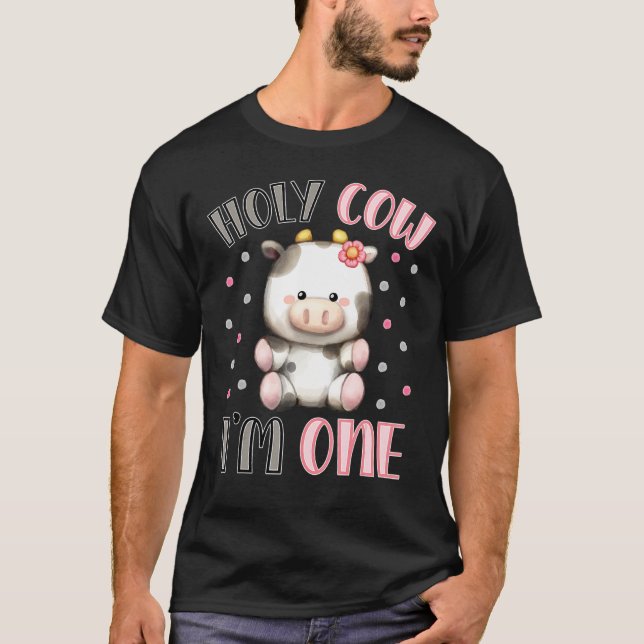 Camiseta Santa vaca, sou um primeiro aniversario de animais (Frente)