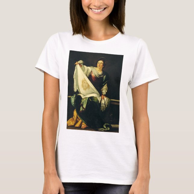 Camiseta Santa Verônica Arte O Milagre do Santo Rosto (Frente)