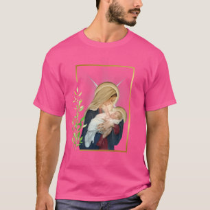 Camiseta Santa Virgem Maria Com Criança Jesus Rosário C