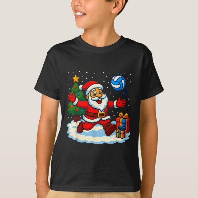 Camiseta Santa Volleyball Playing Srt Christmas Tree Xmas P (Frente)