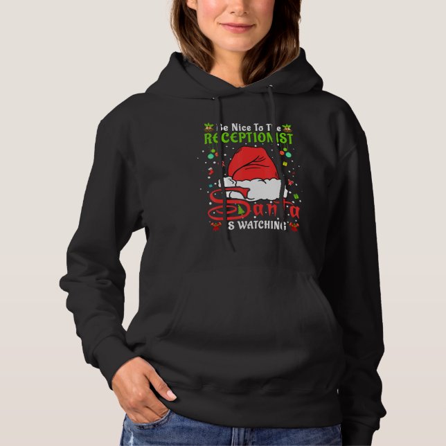 Camiseta Santa Xmas Pajamas Be Nice To The Receptionist Chr (Frente)