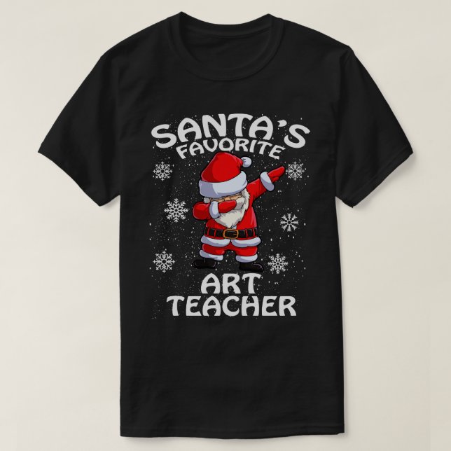 Camiseta Santas Favorita Professora de Arte Natal (Frente do Design)