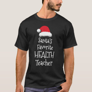 Camiseta Santas Favorita Professora de Saúde no Natal