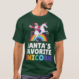 Camiseta Santas favorita Unicórnio mágico de Natal