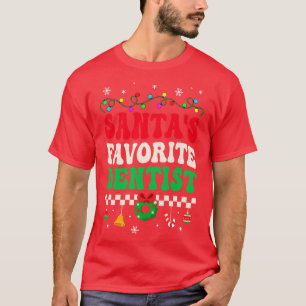 Camiseta Santas Favoritas Dentista Retro Natal