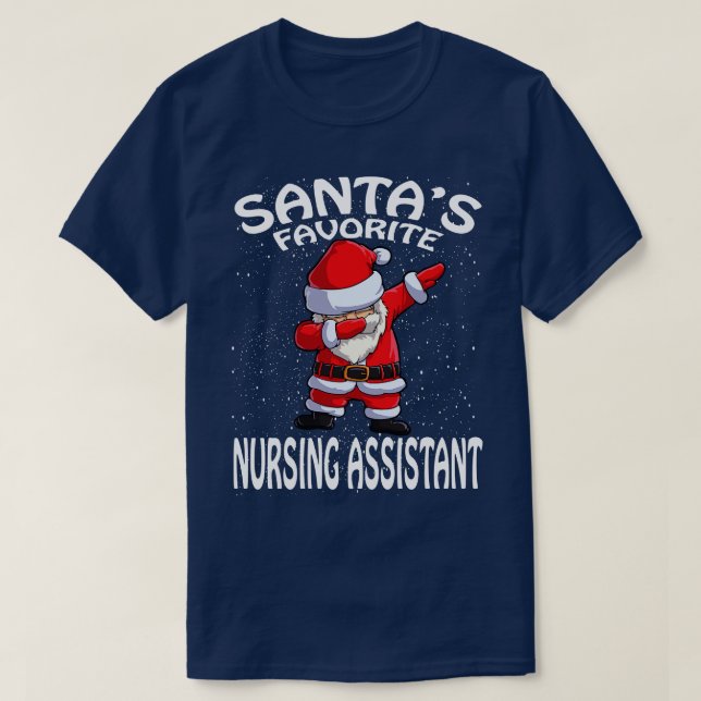 Camiseta Santas Favoritas Enfermeiro Assistente de Natal (Frente do Design)