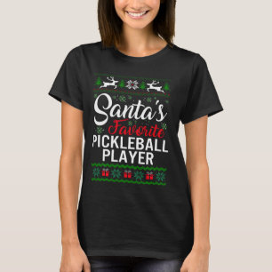 Camiseta Santas Favoritas Jogador de Pickleball Fora de Nat