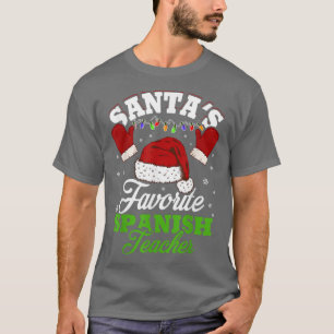 Camiseta Santas Favoritas Professora Espanhola Luzes De Nat