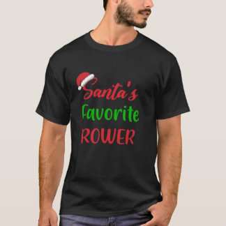 Camiseta Santas Favoritas Rower Engraçado Remando Natal