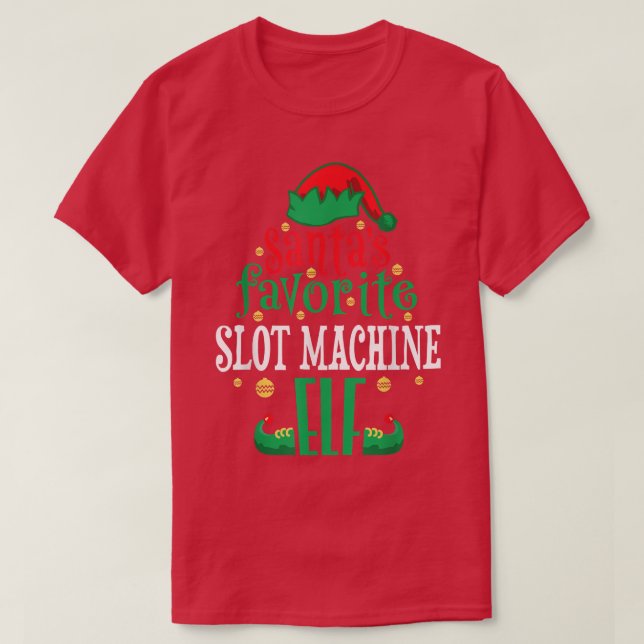 Camiseta Santas Favoritas Slot Machine Elf Matchin (Frente do Design)
