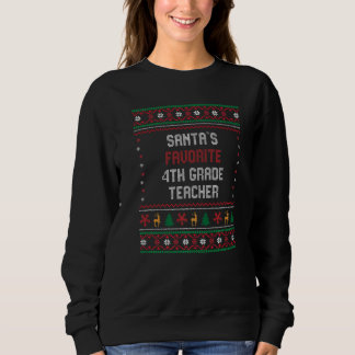 Camiseta Santas Favorite 4th Grade Teacher    Chritsmas