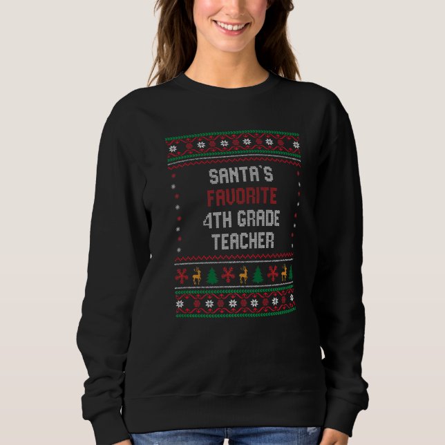 Camiseta Santas Favorite 4th Grade Teacher    Chritsmas (Frente)