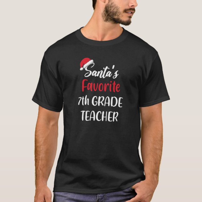 Camiseta Santas Favorite 7th Grade Teacher Gift Christmas (Frente)