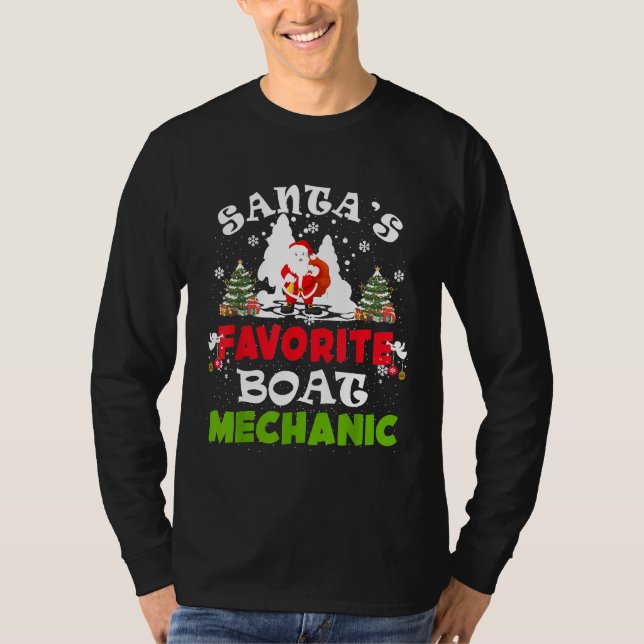 Camiseta Santas Favorite Boat Mechanic Christmas Vacation (Frente)