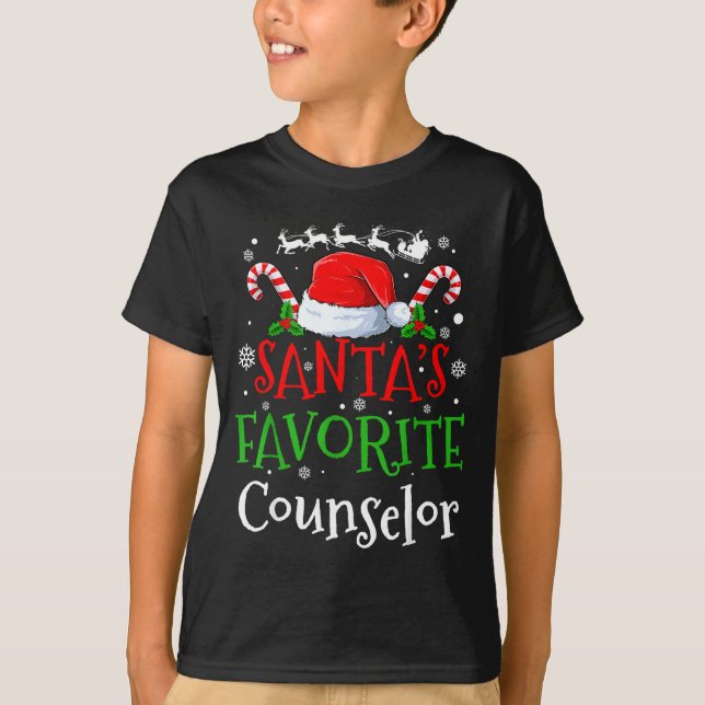Camiseta Santa's Favorite Counselor Christmas Party  (Frente)