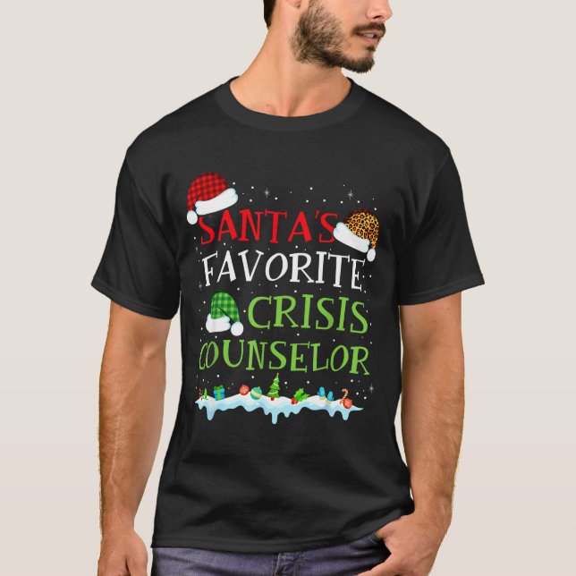 Camiseta Santa's Favorite Crisis Counselor Fun Christmas  (Frente)