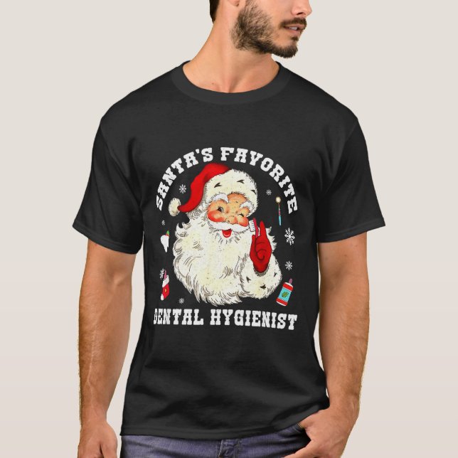 Camiseta Santas Favorite Dental Hygienist Christmas Funny G (Frente)