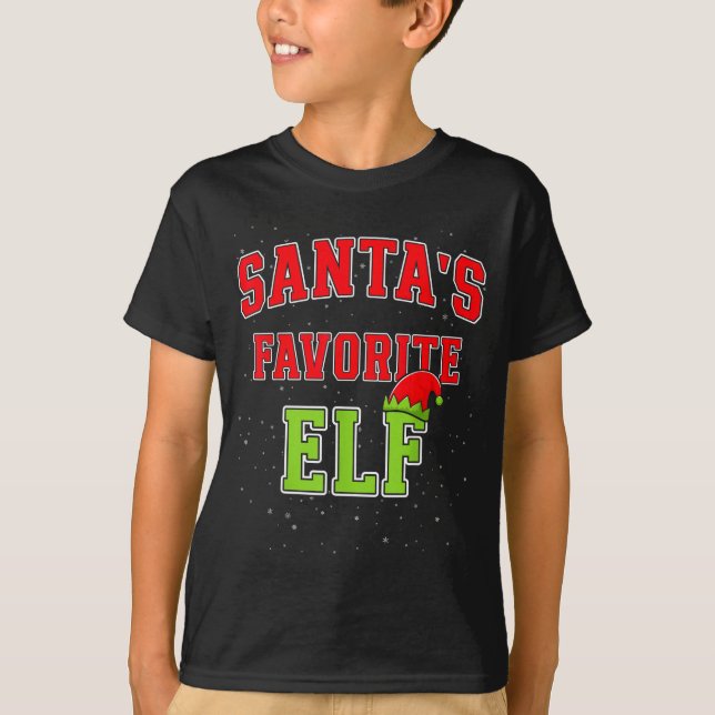 Camiseta Santa's Favorite Elf Christmas Family Matching Gro (Frente)