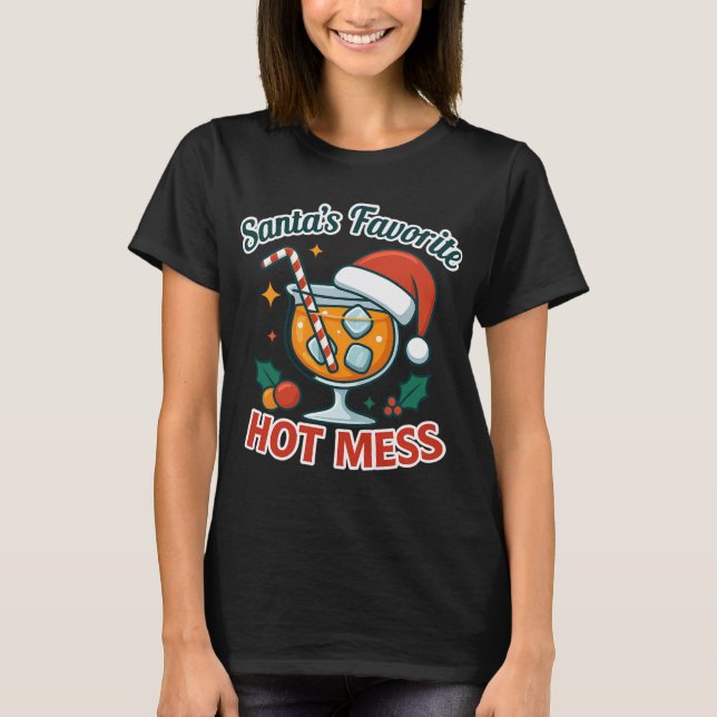 Camiseta Santa's Favorite Hot Mess Cocktail Print | Orange  (Frente)