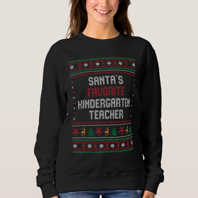 Camiseta Santas Favorite Kindergarten Teacher       Chritsm (Frente)