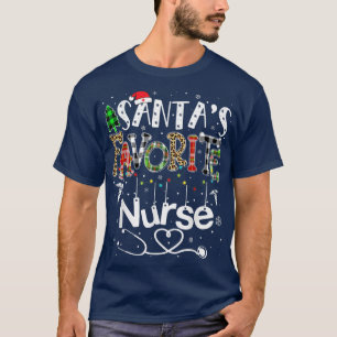 Camiseta Santa's Favorite Nurse Christmas Tree Xmas Lights