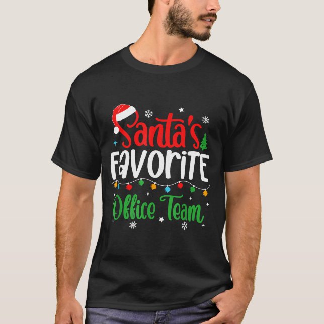 Camiseta Santa's Favorite Office Team Christmas Lights Sant (Frente)