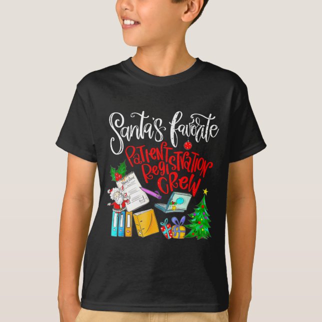 Camiseta Santa's Favorite Patient Registration Crew Access  (Frente)