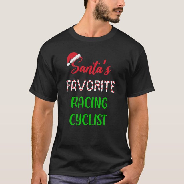 Camiseta Santas Favorite Racing Cyclist   Funny Cycling Chr (Frente)