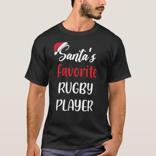 Camiseta Santas Favorite Rugby Player   Christmas Rugby   (Frente)