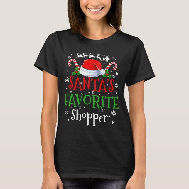 Camiseta Santa's Favorite Shopper Christmas Party  (Frente)