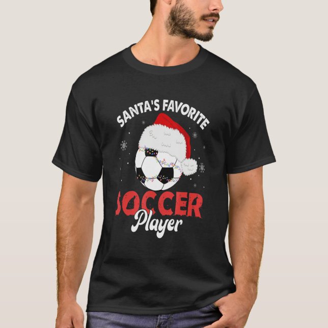 Camiseta Santa's Favorite Soccer Player Christmas Pajama (Frente)