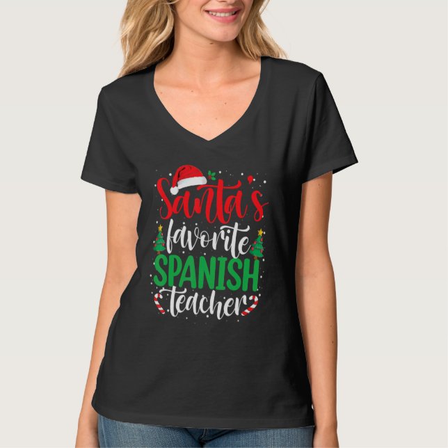 Camiseta Santa's Favorite Spanish Teacher Christmas Santa H (Frente)