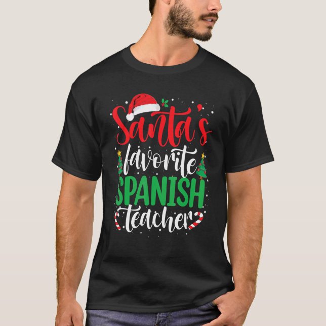 Camiseta Santa's Favorite Spanish Teacher Christmas Santa H (Frente)