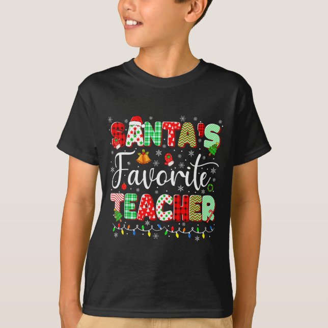 Camiseta Santas Favorite Teacher Christmas Matching Xmas Me (Frente)