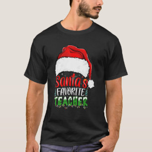 Camiseta Santa's Favorite Teacher Christmas Santa Hat Ligh