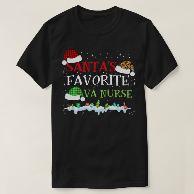 Camiseta Santa's Favorite VA Nurse Funny Christmas Gift  (Frente do Design)