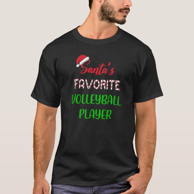 Camiseta Santas Favorite Volleyball Player  Volleyball Chri (Frente)