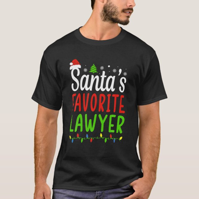 Camiseta Santas Favorito Advogado Engraçado Natal Santa Hat (Frente)