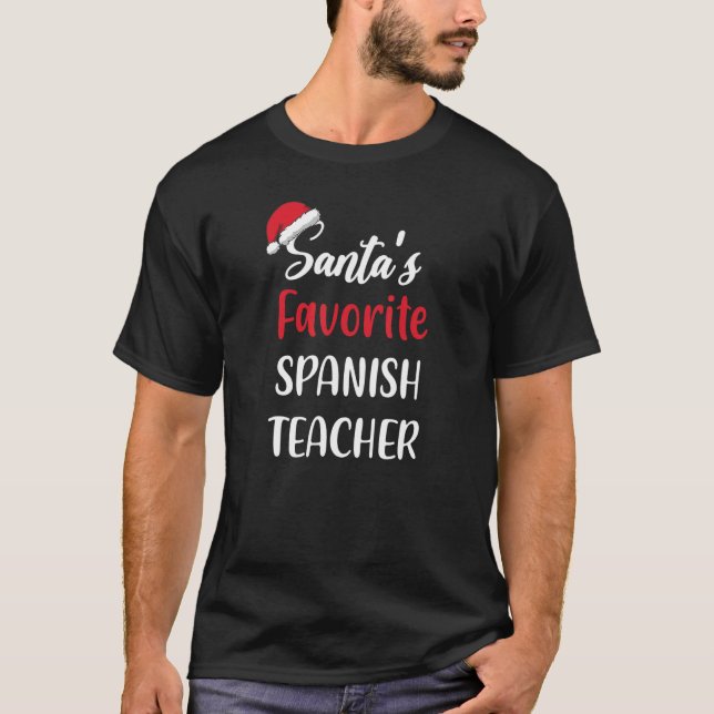Camiseta Santas Favorito de Professores Espanhóis de Natal (Frente)