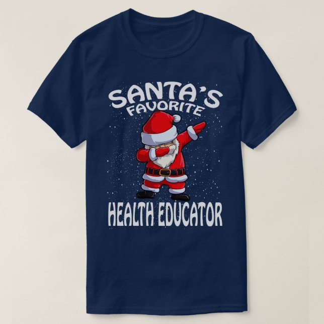 Camiseta Santas Favorito Educador de Saúde no Natal (Frente do Design)
