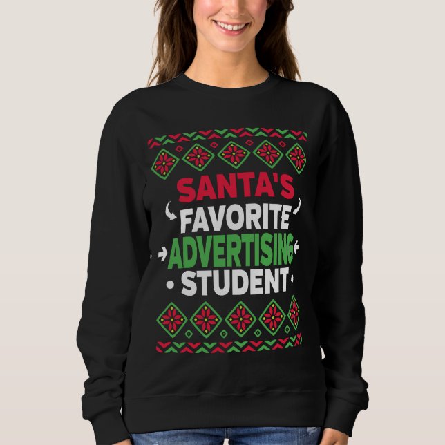 Camiseta Santas Favorito Estudante de Publicidade Fofo Nata (Frente)