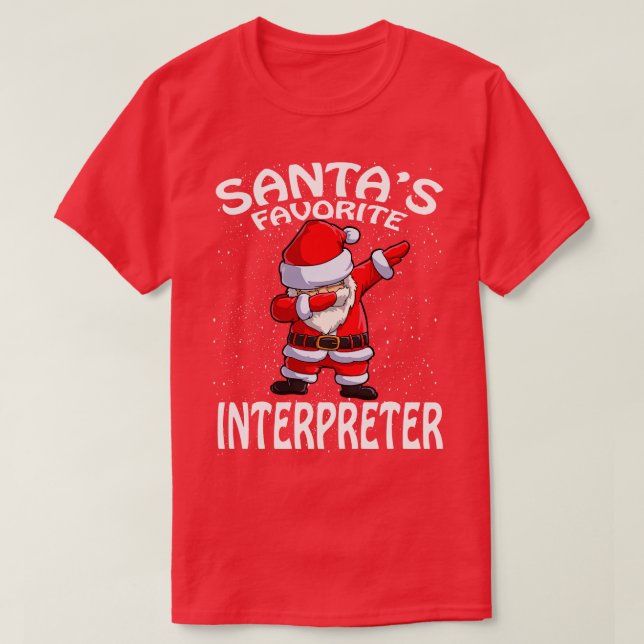 Camiseta Santas Favorito Intérprete Natal (Frente do Design)