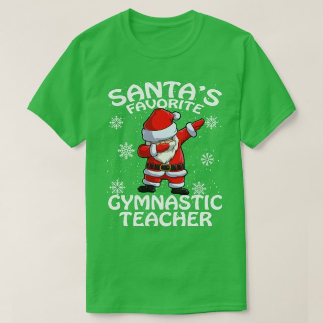 Camiseta Santas Favorito Professor de ginástica Natal (Frente do Design)
