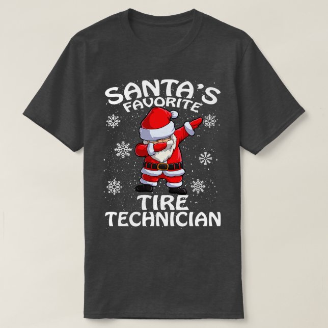Camiseta Santas Favorito Tire Technician Christmas (Frente do Design)