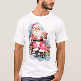 Camiseta  Santa's jolly face, white beard, and iconic red h
