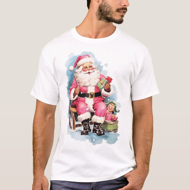 Camiseta  Santa's jolly face, white beard, and iconic red h (Frente)